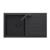 Quadron Zestaw JOHNNY 111 PURE CARBON zlewozmywak granitowy z baterią, dozownikiem i zwijaną matą – jednokomorowy, wpuszczany, pure carbon/elementy czarne, bateria pure carbon, dozownik pure carbon, Qmata pure carbon HCQJ7744BLMBDRPC